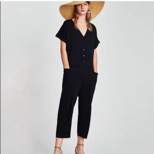 Zara  V-Neck Knit  Short Sleeve slouch Jumpsuit